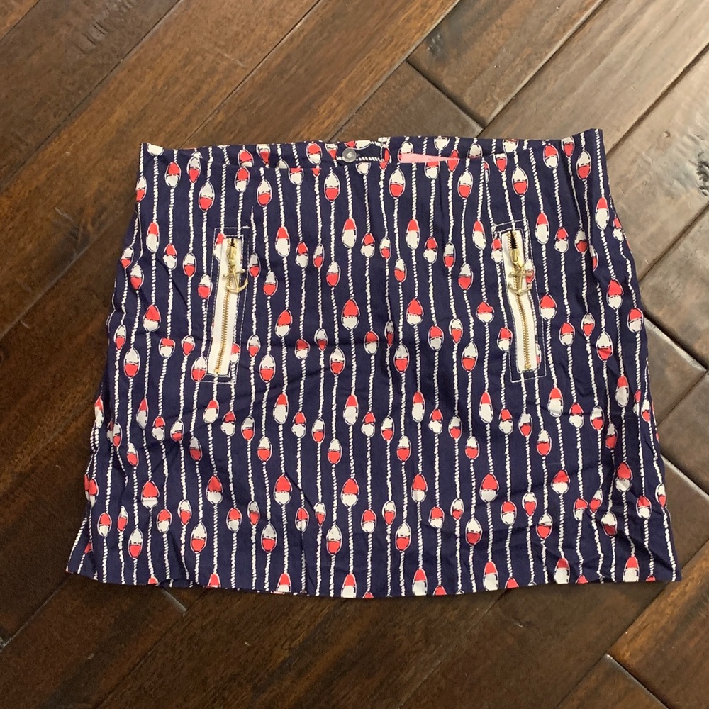 Lilly Pulitzer Blue & Red Navy oh Buoy Patterned Lined Mini Skirt with ⚓️ pulls